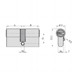 Technische Zeichnung Doppelzylinder BASI BM