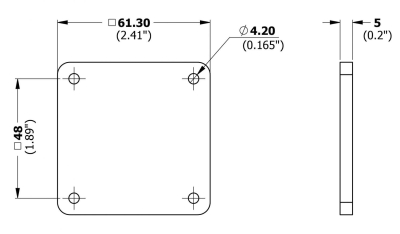 Technische Zeichnung für die Abstandsplatte