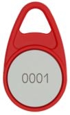 Tropfenförmige Kunststoff Transponder von Mada für die Sprache MIFARE® DESFire® 4K in Rot  + Nummerierung