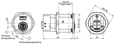 Assa CLIQ Go elektronischer Schaltzylinder N511 Maßzeichnung
