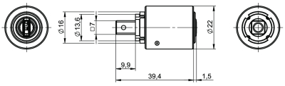 Assa CLIQ Go elektronischer Druckzylinder NC45 Maßzeichnung