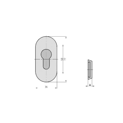 Technische Zeichnung für Schmalrahmen-Schutzrosette SR 4100 PZ Schutz-Schieberosette oval