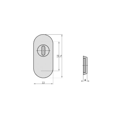 Technische Zeichnung für SR 4100 ZA Schmalrahmen-Schutzrosette, Schutz-Schieberosette oval, 14 mm, Edelstahl