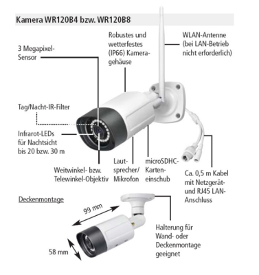 INDEXA | 3MP WLAN-Überwachungskamera WR120B4