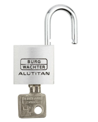 Burg Wächter 770 50 Alutitan mit einem eingestecktem Schlüssel