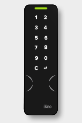 ein ISEO ARGO 1NCA Mullion Smart Keyboard Lockbus in der Farbe schwarz glänzend