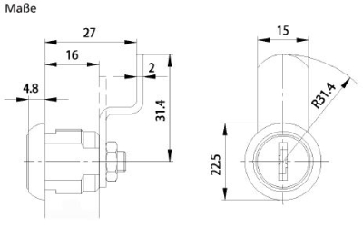 eine Darstellung der technischen Maße des ZBK 72 Briefkastenschloss
