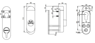 Technische Zeichnung für die Geminy Langrosette für Profilzylinder Velourchrom von Drumm