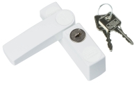 eine Fenstersicherung vom Typ WS 11 von Burg Wächter in weißer Farbe mit dazugehörigen Schlüsseln
