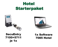 Ein Starterpaket für das secuENTRY System als Hotelausführung bestehend aus einer 5711 Tastatur, einem 7100 Zylinder und einer 7083 Software.