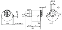 Assa CLIQ Go elektronischer Spezialzylinder für Tresorrohr N577 AUS=5 Maßzeichnung