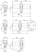 Halbzylinder Anker 3800 technische Zeichnung