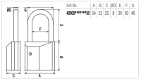 Iseo Vorhangschloss für Profilzylinder mit 30mm Bügelhöhe Maßzeichnung