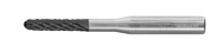Abbildung eines silbernen Vollhartmetall-Fräsers in der größe  4 x 60mm mit 6mm Schaft mit Beschichtung