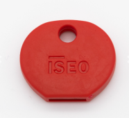 eine ISEO Schlüsselkappe in der Farbe rot