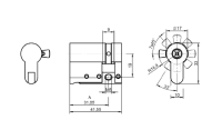 eine Technische Zeichnung eines ASSA ABLOY PROTEC² Halbzylinders