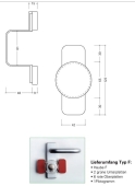 eine Darstellung des Zylinders + eine kurze Zusammenfassung der Maße und des Lieferumfanges für die Fluchttürhaube 