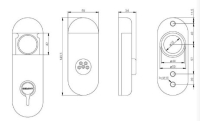 Technische Zeichnung für Geminy DBK Kastenschlossrosette Velourchrom von Drumm